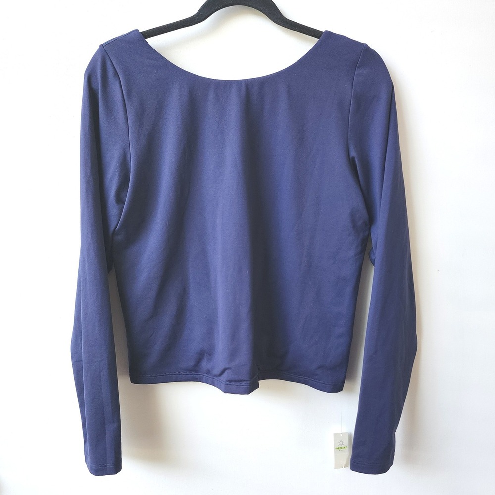 Aerie OFFLINE Real Me Scoop Back Long Sleeve Top Navy Blue XL NEW 130-2162-1931